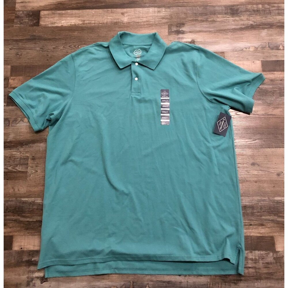 St. John's Bay Mens 3XLT Green Short Sleeve Polo Shirt New with Tags